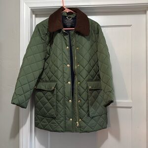 J.Crew $248 Petite Heritage Quilted Barn Jacket Utility Green Size PM BT831